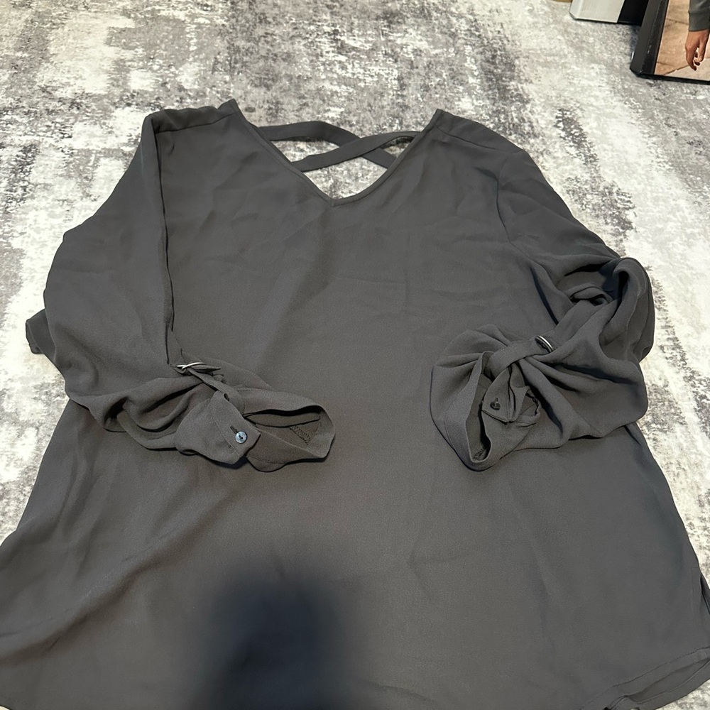 ⭐️Maurices Charcoal Blouse with Crisscross Back⭐️